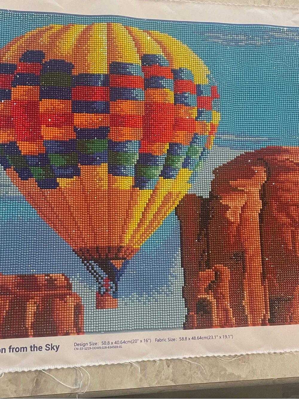 Diamond Art Multicolor Hot Air Balloon Wall Art - Home Wall Decor 16” X 20”